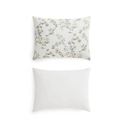 Martha Stewart - Queen Duvet Cover Set, Soft Cotton with Crisp & Tailored Naturally Smooth Cotton Percale Reverse, Lightweight 3 Piece Bed Set with Matching Pillowcases (Hazel Floral Beige) Martha Stewart
