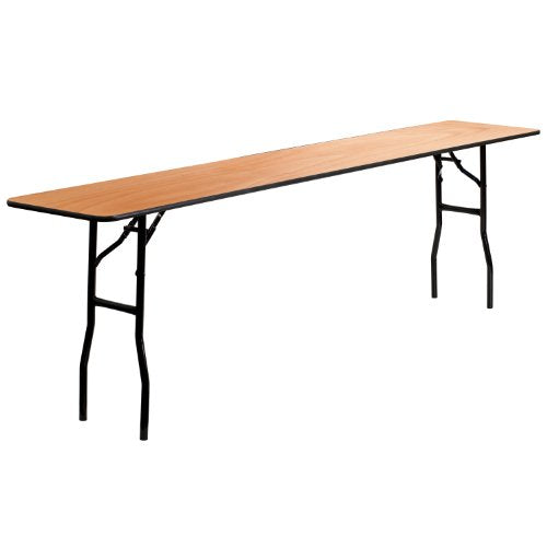 EMMA + OLIVER 8-Foot Rectangular Wood Folding Training/Seminar Table with Clear Coated Top EMMA + OLIVER