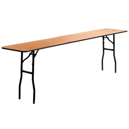 EMMA + OLIVER 8-Foot Rectangular Wood Folding Training/Seminar Table with Clear Coated Top - WoodArtSupply