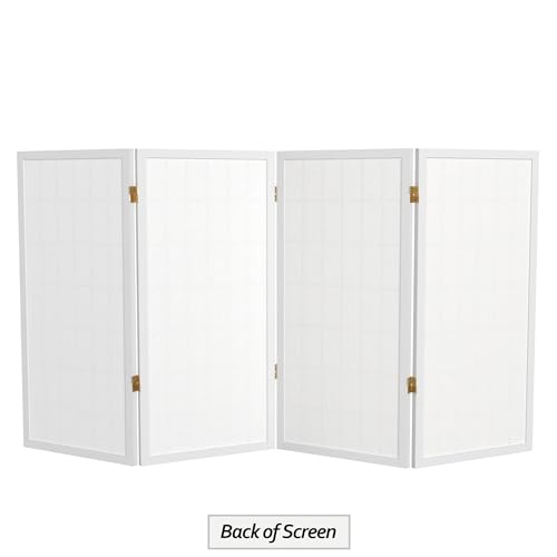 3 ft. Short Window Pane Shoji Screen - White - 4 Panels Red Lantern