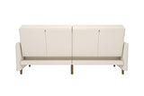 DHP Andora 76 Inch Futon Sofa Bed in Faux Leather, Modern Upholstered Couch Sleeper with Button Tufted Back and Seat, White DHP