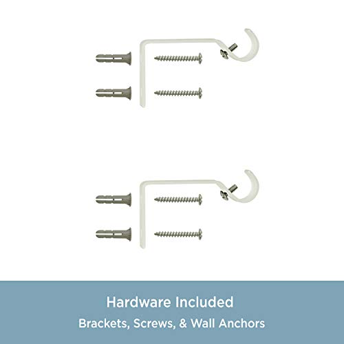 Kenney KN71604 Rachel Fluted Knob End Standard Decorative Window Curtain Rod, 28-48" Adjustable Length, Antique White Finish, 5/8" Diameter Steel Tube Kenney