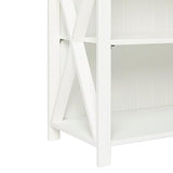 Walker Edison Solid Wood Farmhouse Storage Console, 52 Inch, White/Grey Wash Walker Edison