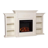 Bowery Hill Traditional Wood Electric Fireplace with Bookcases in Ivory BOWERY HILL