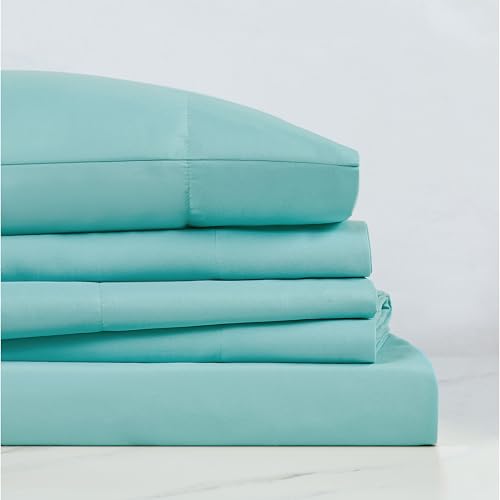 TRULY SOFT Everyday Sheet Set Turquoise Polyester 3-Piece Twin Sheet Set, Solid Color Themed, Adult Bedding, Oeko-TEX Certified TRULY SOFT