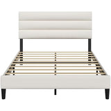 Acurax Queen Size Bed Frame with Velvet Upholstered Headboard, Platform Bed Frame with Metal Support, Fully Upholstered Mattress Foundation, No Box Spring Needed, Noise Free, Easy Assembly, Beige Acurax