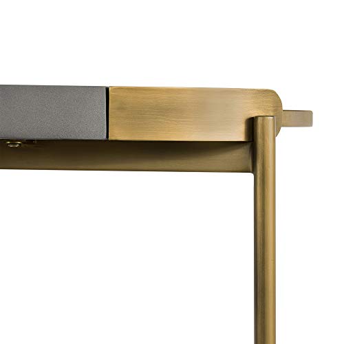 Armen Living LCDUCNCC Dua Grey Concrete Console Table with Antique Brass Armen Living