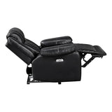 Lexicon Power Recliner Chair, Faux Leather Upholstered Home Theater Seating with LED Lighting, USB Charging Ports, Single Wall Hugger Reclining Chair for Living Room/Bedroom Easy Assembly, Black Lexicon