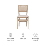 Linon Keira Wooden Folding Chair Upholstered Seat and Back Set of 2, Dining Height, Rustic Natural & Beige Linon