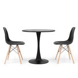 Giantex 3-Piece Dining Table Set for 2, 32” Round Table & 2 Dining Chairs, Kitchen Table Chairs Set for Small Spaces, Dinette, Breakfast Nook, Dining Room, Dinner, Restaurant, Black Giantex