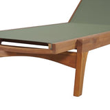 Merax Patio Chaise Lounge Chair, Acacia Wood Frame with Mesh Seat, Adjustable Outdoor Recliner, Weather-Resistant Poolside Lounger Green Merax
