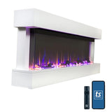Touchstone Chesmont Smart Electric Fireplace- Wall Hanging Fireplace with 50" Wide White Floating Mantle- Alexa/WiFi Enabled-10 Color-1,500W Heater- Crystals & Driftwood-Model 80033 Touchstone