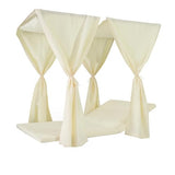 Merax Outdoor Daybed Patio Chaise Lounge,Acacia Wood Sunbed with Adjustable Seats,Overhead Curtains and Thick Cushions for Backyard Merax