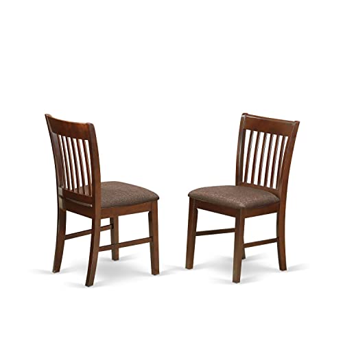 East West Furniture NFC-MAH-C Norfolk Dinette Chairs - Linen Fabric Upholstered Wooden Chairs, Set of 2, Mahogany - WoodArtSupply