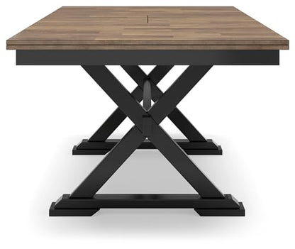 Signature Design by Ashley Wildenauer Dining Extension Table, 78" W x 40" D x 30" H, Black & Dark Brown - WoodArtSupply