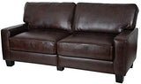 Serta Palisades 78" Track Arm Sofa, Durable Bonded Leather, Soft Pillow Back, Pocket Coil Seat Cushions, Loveseat or Couch for Small Spaces, Living Rooms or Bedrooms, Chestnut Brown Serta