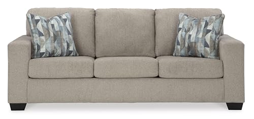 Signature Design by Ashley Deltona Contemporary 2-in-1 Sofa Sleeper with Folding Gel Memory Foam Mattress and 2 Accent Pillows, Queen, Beige Signature Design by Ashley