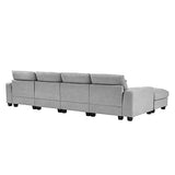 Merax 129" Large Modular Sectional Sofa 5 Pieces Modern L Shaped Couch with Deep Wide Chaise for Living Room Love Seats, Light Gray Merax