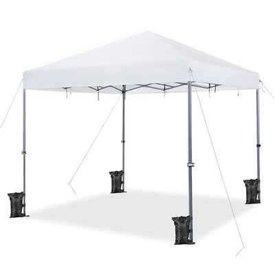 Yaheetech 12x12 Pop Up Canopy Easy Set-up Tent, Portable Outdoor Canopy Instant Tent, Commercial Gazebo with Wheeled Carry Bag & 4 Sandbags for Home, Party & Outdoor Activities, White
