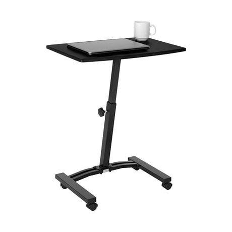 Seville Classics Airlift Mobile Height Adjustable Laptop Stand Computer Workstation for Sitting Classroom Home Office Medical Table w/Wheels, Flat Desk 24", Black Seville Classics