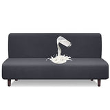 Granbest Water Repellent Futon Cover High Stretch Armless Sofa Covers Foldable Sofa Bed Covers Jacquard Futon Slipcover Waterproof Furniture Protector for Kids, Pets (Futon, Gray) Granbest