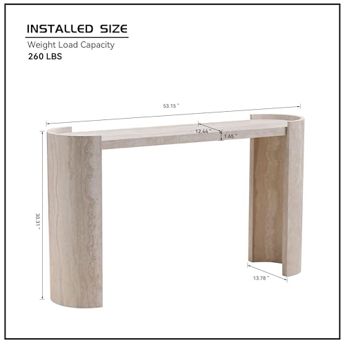 Modern Italian Entryway Console Table, Faux Marble Pattern Sofa Console Table for Entryway & Hallway, Narrow MDF Console Table with Sculptural Pedestal Base DJJXfhome