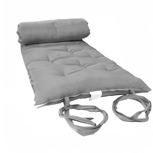 D&D Futon Furniture Traditional Japanese Floor Rolling Futon Mattress, Cotton Batting/Foam/Polyester Batting, Foldable Bed (Gray, 3 x 54 x 80 (in) Full Size) D&D Futon Furniture
