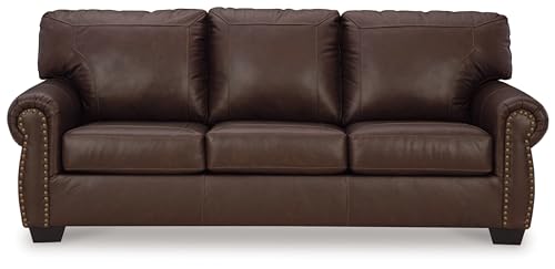 Signature Design by Ashley Colleton Classic Leather Match Sofa with Nailheads, Dark Brown Signature Design by Ashley