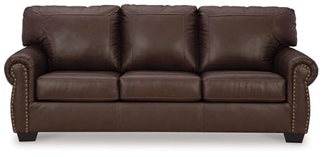 Signature Design by Ashley Colleton Classic Leather Match Sofa with Nailheads, Dark Brown Signature Design by Ashley