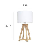 Simple Designs LT1069-NWH Interlocked Triangular Natural Wood Table Lamp with White Fabric Shade Simple Designs