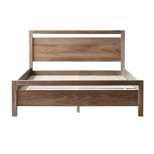 Grain Wood Furniture Loft Queen Size Solid Wood Bed, Acacia Grain Wood Furniture