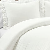 Lush Decor Ella Ruffle Lace 100% Cotton Duvet Cover, 3 Piece Set, Full/Queen, White - Cute Comforter - Queen Bedding Set - White Bedding Full Size - Coquette Decor - Neutral Lace Trim - Ruffle Trim Lush Decor