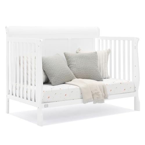 Delta Children Simmons Kids Carter 6-in-1 Convertible Crib - Greenguard Gold Certified, Bianca White