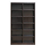 BOWERY HILL 84" Espresso Double Wide Wood Bookcase with 10 Adjustable Shelves BOWERY HILL