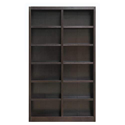 BOWERY HILL 84" Espresso Double Wide Wood Bookcase with 10 Adjustable Shelves - WoodArtSupply