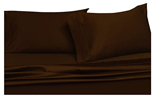Royal Hotel Bedding Solid Chocolate 300-Thread-Count 3pc Super-Single Size Waterbed-Sheets 100% Cotton, Sateen Solid Sheet Set Royal Hotel Bedding