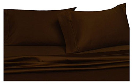 Royal Hotel Bedding Solid Chocolate 300-Thread-Count 3pc Super-Single Size Waterbed-Sheets 100% Cotton, Sateen Solid Sheet Set Royal Hotel Bedding