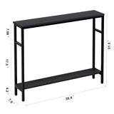 Timberer Narrow Console Table, 39.4” Sofa Table with Adjustable Shelf, 2-Tier Long Skinny Table for Hallway, Entryway, Living Room, Foyer, Black Timberer