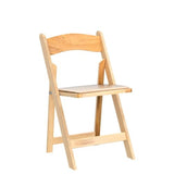 EMMA + OLIVER 2 Pack Natural Wood Folding Chair with Vinyl Padded Seat EMMA + OLIVER
