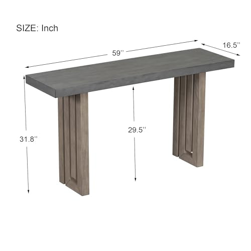 Contemporary Minimalist Wood Console Table 59-Inch Modern Entry Sofa Table Accent Table for Entryway Living Room Home Office, Gray Amposei