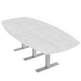Harmony Series 8-Person Arc Boat-Shaped Conference Table with Brushed Silver Metal T Legs | Modular Meeting Table | Scratch-Resistant Thermally-Fused Laminate | White Cypress | Made in Usa – 8 Ft SKUTCHI DESIGNS INC.