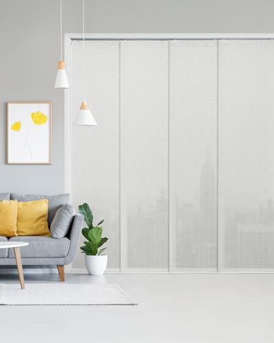 GoDear Design Adjustable Sliding Room Dividers Panel Blinds, Vertical Window Blinds, Door Blinds, Extendable Track from 45.8" to 86" W, Trimmable Panel Curtains Up to 96", Semi Privacy, Snowdrop GoDear Design