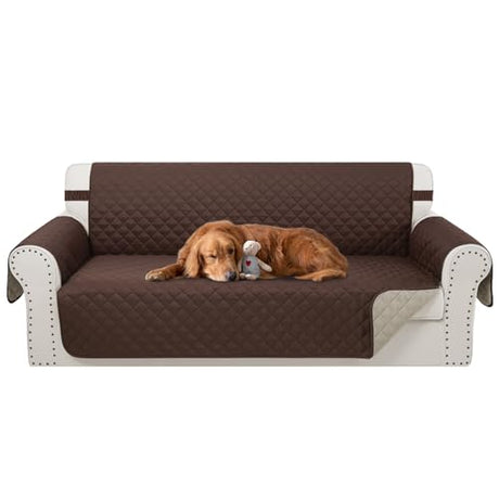 Luxshare Home Reversible Couch Cover for 3 Cushion Couch Sofa Cover Washable for Pet Friendly with Elastic Straps Water Repellent(Sofa, Chocolate/Beige) Luxshare Home