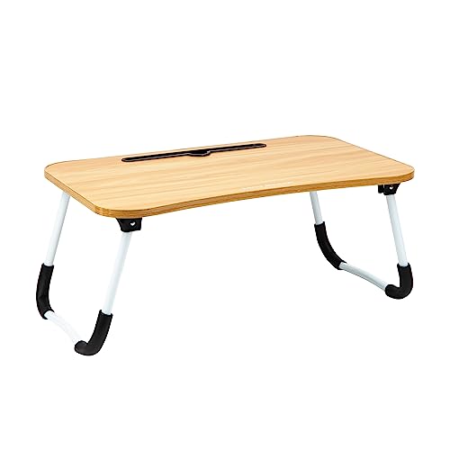 Mind Reader Lap Desk Laptop Stand, Bed Tray, Folding Legs, Couch Table, Portable, MDF, 23.25" L x 13.75" W x 10.5" H, Beige Mind Reader