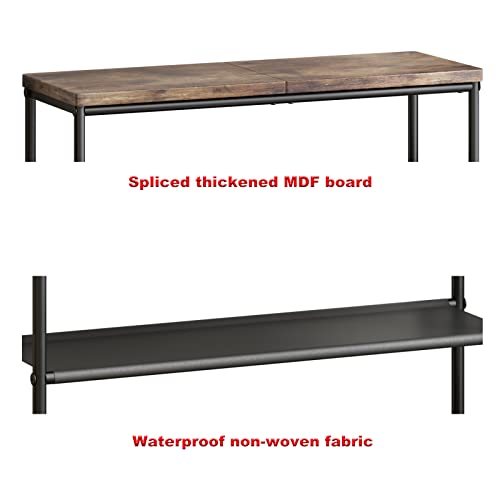 INGIORDAR Shoe Rack Organizer 5 Tier Metal Organizer Shelf with Industrial MDF Board and Layer Fabric for Entryway Closet Bedroom Living Room Garage,Black & Rustic Brown INGIORDAR