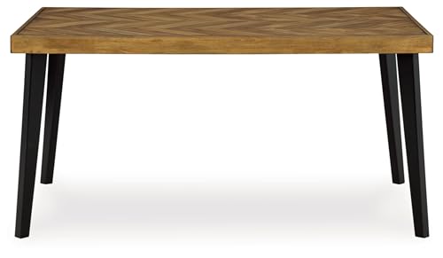 Signature Design by Ashley Blondon Rectangular Dining Room Table Set with 6 Chairs, Chevron Pattern, Tapered Legs, Seats 6, Wood, 60" Long, Brown & Black Signature Design by Ashley