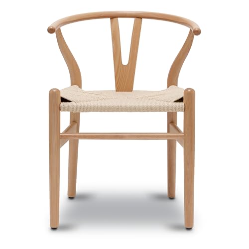 Poly and Bark Weave Modern Wooden Mid-Century Dining Chair, Hemp Seat, Natural (Set of 2) POLY & BARK