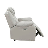 Lexicon Power Recliner Chair, Faux Leather Upholstered Home Theater Seating with LED Lighting, USB Charging Ports, Single Wall Hugger Reclining Chair for Living Room/Bedroom Easy Assembly, Gray Lexicon