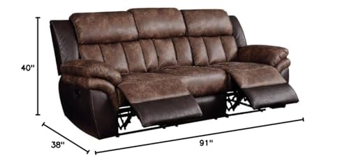 Acme Jaylen Sofa (Motion) in Toffee and Espresso Polished Microfiber Acme