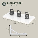 Clikuutory Wall Mounted High Gloss Folding Table, Wall Desk Fold Down for Small Spaces, Folding Workbench for Laundry Room, Home Office, Kitchen, Bedroom, Home Bar, White (31.5"×15.7") Clikuutory